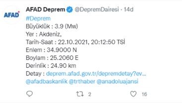 Akdeniz'de korkutan deprem!